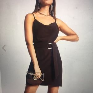 Dark Brown Cowl Neck Slip Dress River Island Woven